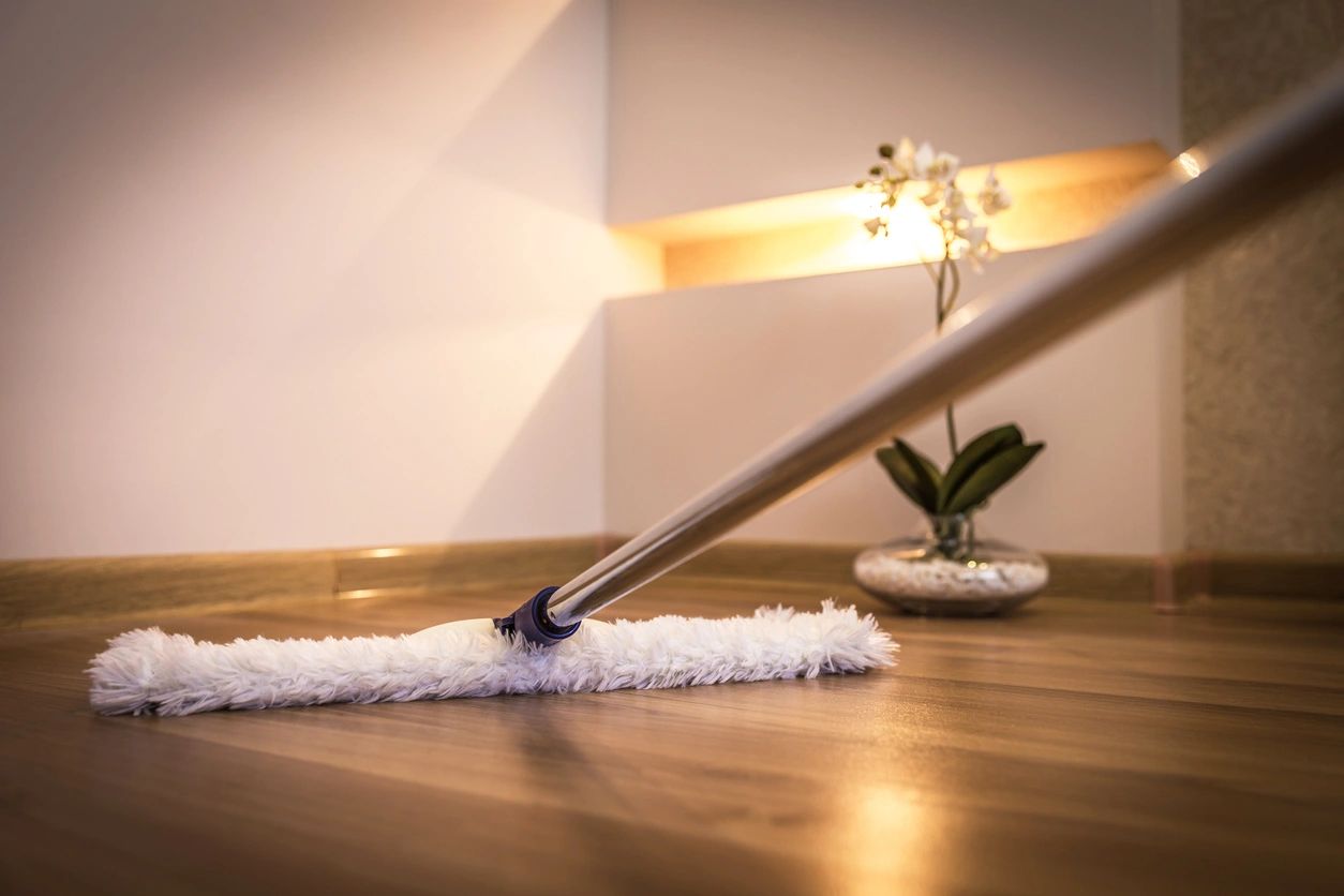 Professional cleaning mop on floor